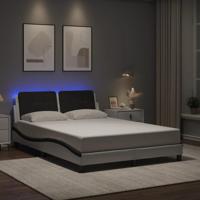 Bedframe met LED zonder matras "Zadar" kunstleer wit en zwart 120x200 cm