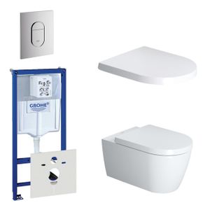 Duravit Starck Me Toiletset - inbouwreservoir - diepspoel - wandcloset - softclose - bedieningsplaat verticaal - chroom 0729205/0729240/0293433/0293435/