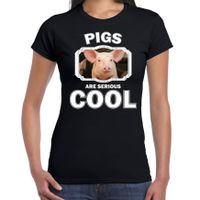 Dieren varken t-shirt zwart dames - pigs are cool shirt - thumbnail