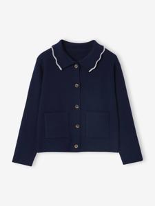 Vest met fantasiekraag voor meisjes marineblauw