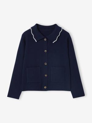 Vest met fantasiekraag voor meisjes marineblauw