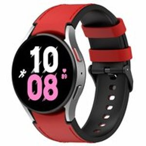 leer + siliconen bandje - Maat: large - Rood - Samsung Galaxy Watch 4 - 40mm & 44mm