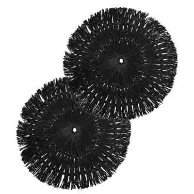 Secret de Gourmet Placemat Raffia - Set van 10x stuks - zwart - D38 cm - rond - tafel onderleggers