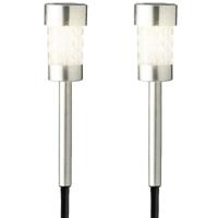 2x Buiten/tuin LED zilveren stekers solar verlichting 26 cm