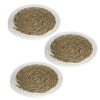 Set van 3x stuks pannen onderzetter van zeegras rond 24 x 24 cm