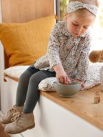 3-delige set voor baby meisje met T-shirt, fluwelen short en haarband donkergroen