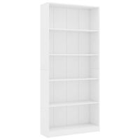 vidaXL Boekenkast met 5 schappen 80x24x175 cm bewerkt hout wit