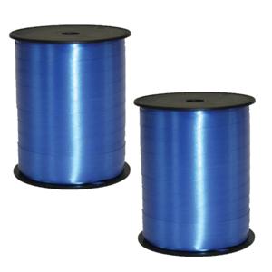 Cadeaulint - 2x rollen - blauw - 5 mm x 500 meter - sierlint - kadolint - linten