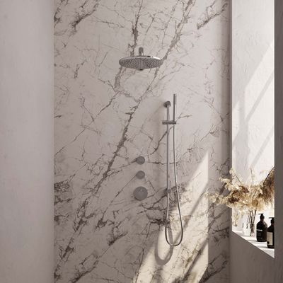 Thermostatisch Inbouwdoucheset Brauer Chrome 30 cm Hoofddouche Wandarm Staafhanddouche op Glijstang Chroom Brauer