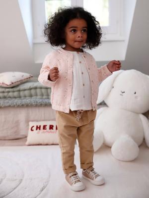 Paperbag babybroek met riem cappuccino