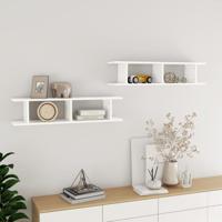 Wandschappen 2 st 90x18x20 cm bewerkt hout wit