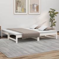 Slaapbank uitschuifbaar massief grenenhout wit 2x(90x190) cm