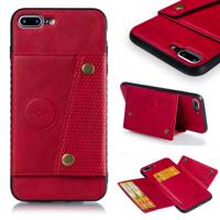 iPhone 7 Plus & 8 Plus magnetisch PU leren back cover Hoesje met opbergruimte voor pinpassen (rood)