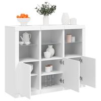Dressoirs met LED-verlichting 3 st bewerkt hout wit