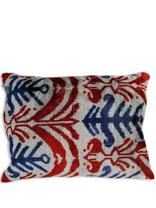 Les-Ottomans coussin en velours à motif jacquard - Gris