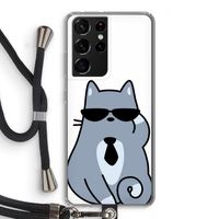 Cool cat: Samsung Galaxy S21 Ultra Transparant Hoesje met koord