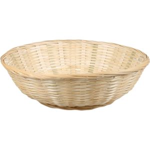 Broodmand rond - bamboe hout - D35 cm - mandje rotan/riet