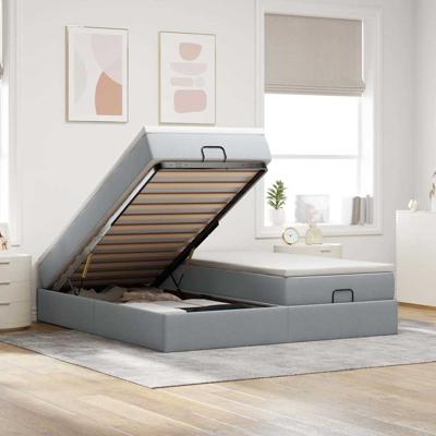 Ottoman bed met matrassen 180x200cm stof lichtgrijs