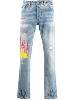 Philipp Plein jean droit imprimé - Bleu