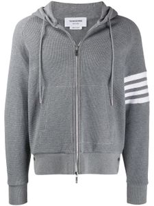 Thom Browne hoodie en maille gaufrée à 4 bandes - Gris