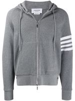 Thom Browne hoodie en maille gaufrée à 4 bandes - Gris - thumbnail