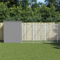Hondenhok met ren 214x865x181 cm staal lichtgrijs Hondenhok met ren 214x865x181 cm staal lichtgrijs