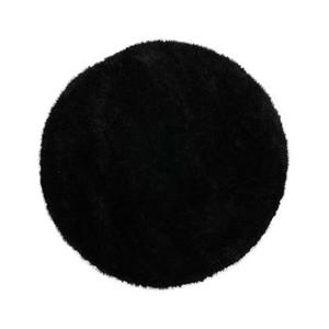 Tapeso Rond hoogpolig vloerkleed velvet - Posh zwart - 200 cm rond