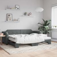 Slaapbank met onderschuifbed 90x190 cm stof donkergrijs