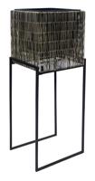 Pot vierkant wicker op standaard 27x27 cm - Driesprong collection