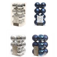 Kerstversiering kunststof kerstballen mix donkerblauw/zilver 4 en 6 cm pakket van 80x stuks