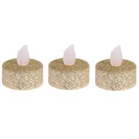 Ambiance Light LED waxinelichtjes - 6x stuks - goudkleurig - 4 cm - op batterij - kerstverlichting