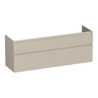 Brauer Delight Wavy - Onderkast - 160 cm - met 4 Softclose Lades Greeploos en 2 Sifon Uitsparingen - Mat Beige