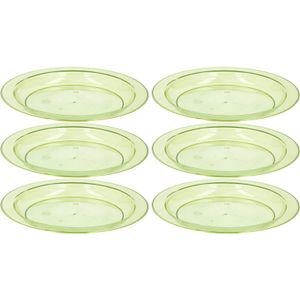 6x Groene plastic borden/bordjes 20 cm