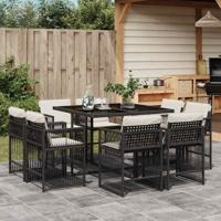 9-delige Tuinset poly rattan zwart