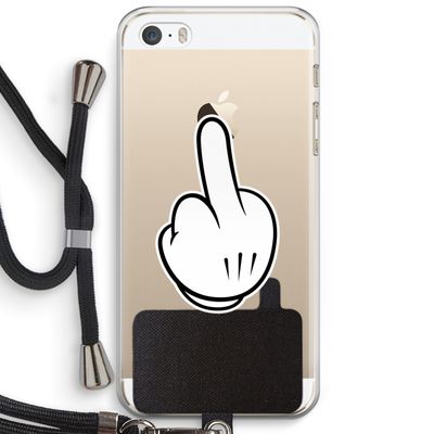 Middle finger white: iPhone 5 / 5S / SE Transparant Hoesje met koord