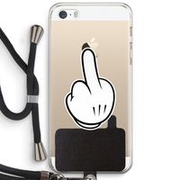 Middle finger white: iPhone 5 / 5S / SE Transparant Hoesje met koord