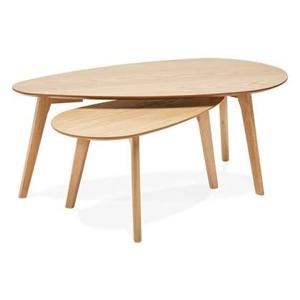 Alterego Stokolm Nesting Tables - Natuurlijk Hout - 100x50x40cm