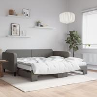 Slaapbank onderschuifbed matrassen 100x200 cm stof donkergroen