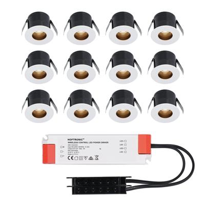 Set van 12 Olivia LED Mini Inbouwspots met Trafo - 12 Volt 3 Watt 150 lumen - Verzonken - Plat 36mm - 2700K - IP44 waterdicht - Niet Dimbaar - Wit