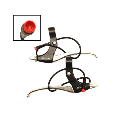 Saccon remhendel set voor e-bike met magnetische rem onderbrekings schakelaar. zwart/zilver