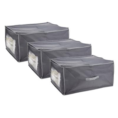 Storage Solutions Dekbed/kussen opberghoes - 3x stuks - met venster - grijs - 60 x 45 x 30 cm