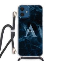 Midnight Marble: iPhone 12 Transparant Hoesje met koord
