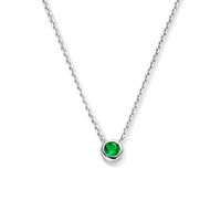 Ketting Geboortesteen mei zilver-smaragd groen 41-45 cm
