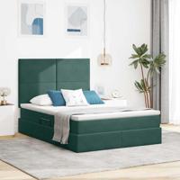 Bed met LED -striplichten Donkergroen 140 x 200 cm Fluweel