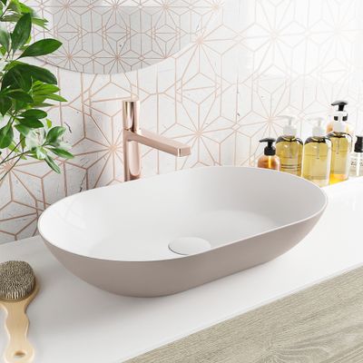 MONDIAZ ONNI Waskom solid surface 55cm kleur Smoke / Talc