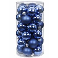 30x Blauwe Kleine Glazen Kerstballen 4 Cm Glans En Mat - Kerstbal - thumbnail