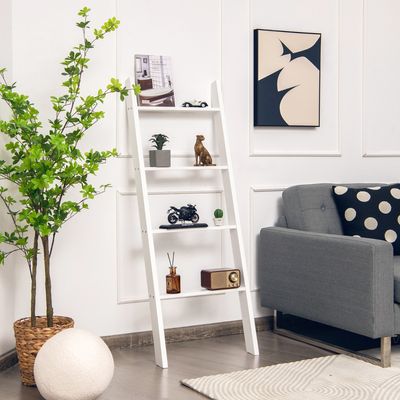 Vrijstaande Ladder voor de Badkamer Vloer Handdoekrek Modern Handdoekrek Verticaal 4-Laags Opbergrek Wit