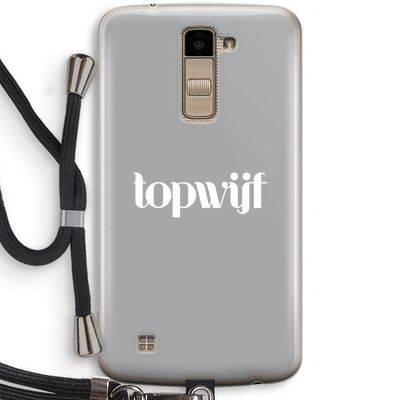 Topwijf Grijs Wit: LG K10 (2016) Transparant Hoesje met koord