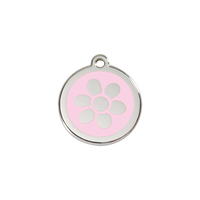 Flower Pink roestvrijstalen hondenpenning small/klein dia. 2 cm - RedDingo - thumbnail