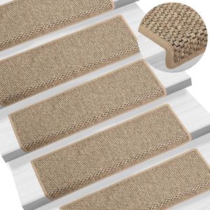 Trapmatten zelfklevend 15 st sisal-look 65x21x4 cm donkerbeige